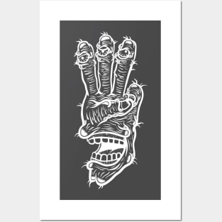 THREE FINGER MONSTER TASTY TREATS DESIGN T-shirt STICKERS CASES MUGS WALL ART NOTEBOOKS PILLOWS TOTES TAPESTRIES PINS MAGNETS MASKS T-Shirt Posters and Art